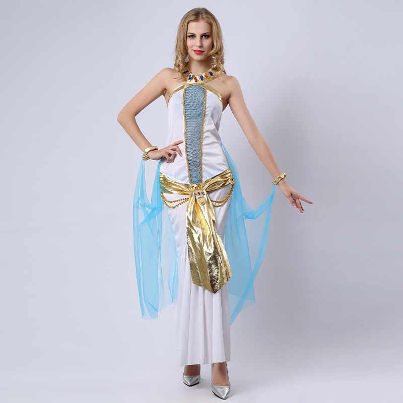 Hot Selling Halloween Cosplay Party Egypt Long Dress Egyptian Women Sexy Queen Costume