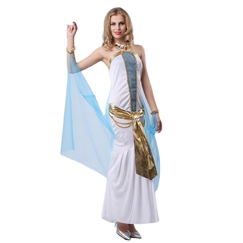 Hot Selling Halloween Cosplay Party Egypt Long Dress Egyptian Women Sexy Queen Costume