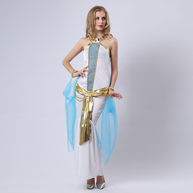 Hot Selling Halloween Cosplay Party Egypt Long Dress Egyptian Women Sexy Queen Costume