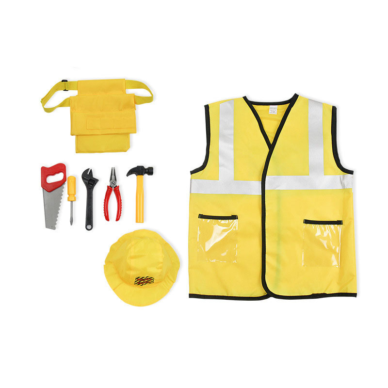 Halloween child party Costume Children Cosplay game toy set role play  Construction Worker Uniform costume set