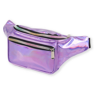 New Women'S  PU Waist Bag Iridescent Fanny Pack Belt Bag Multi-Function Laser Waterproof Waist Bag