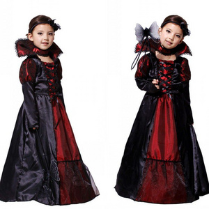 Halloween Girls Dress Black Queen Vampire Costume dress Kids Carnival Masquerade Party Fancy Children Cosplay Costume