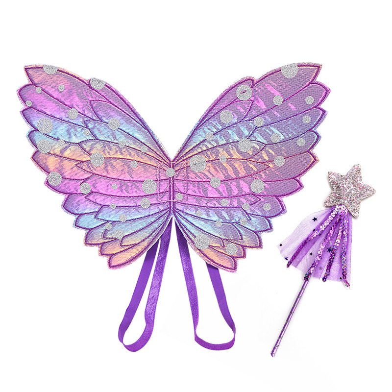 Rainbow butterfly fairy wings Costume girls  angel Wings Wholesale Butterfly Fairy Halloween Costume  Tutu Skirt Set