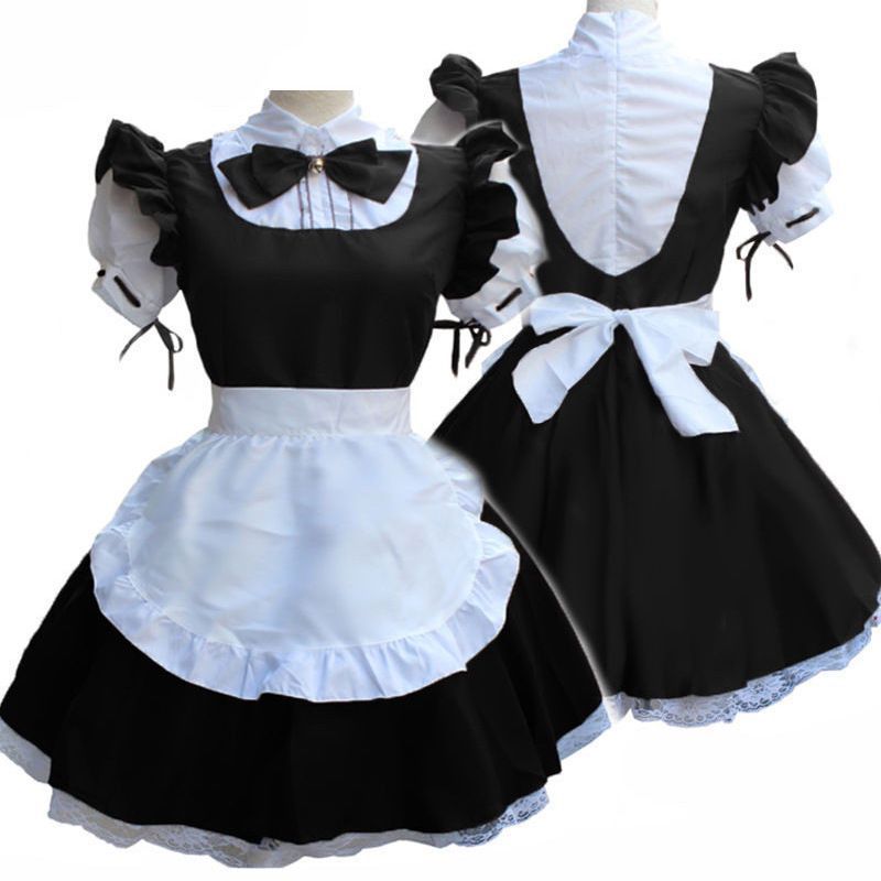 Ladies Lovely Maid Cosplay Costume Short Sleeve Retro Maid Lolita Dress sexy maid halloween costume plus size