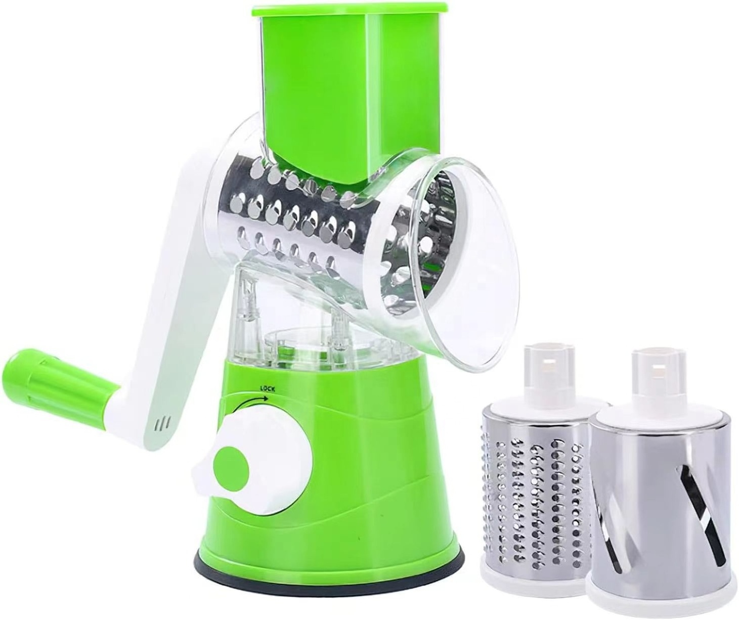 PANCERKA Kitchen accessories 3 In 1 rotary cheese grater machine vegetable chopper Vegetable Slicer Handle Round Slicer