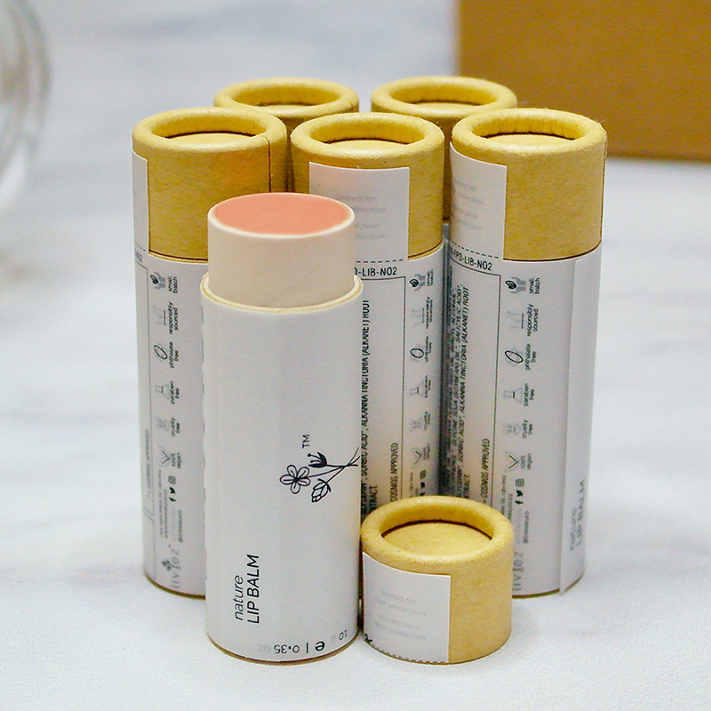 Eco-Friendly Custom Label Mini Cardboard Box Chapstick Container Empty Kraft Lipgloss Lipbalm Paper Packaging Tube for Lip Balm