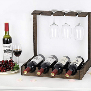 cheap wholesale paulownia homeholders Table placement with tray wine bottle storage display wine wooden rack