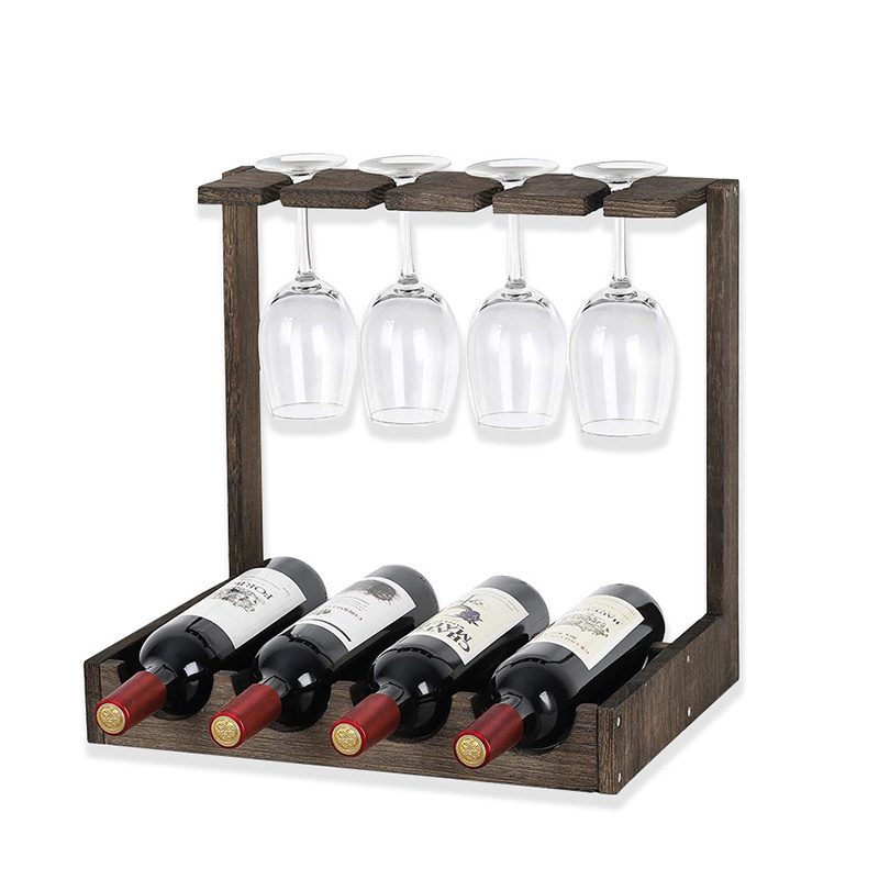 cheap wholesale paulownia homeholders Table placement with tray wine bottle storage display wine wooden rack