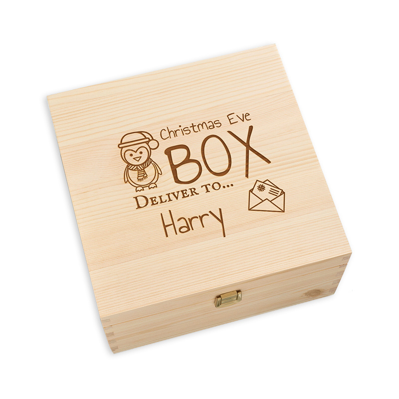 Custom logo Christmas wooden box friend wood gift box Romantic packaging wood pine gift box with latch