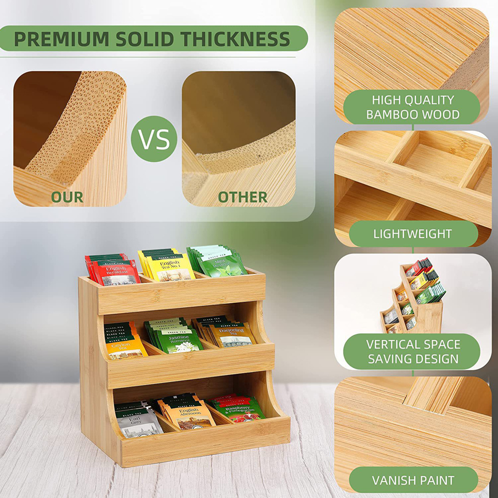 Small water closet tea coffee shelf supermarket counter product display cabinet shelf bamboo wood storage racks shelving units