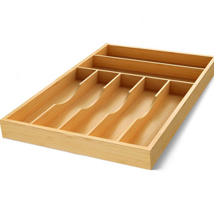 Luxury Bamboo Kitchen Drawer Organizer Silverware Organizer and Cutlery Tray with Grooved Drawer Dividers for Kitchen Utensils