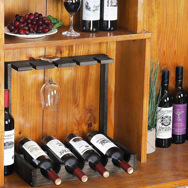 cheap wholesale paulownia homeholders Table placement with tray wine bottle storage display wine wooden rack