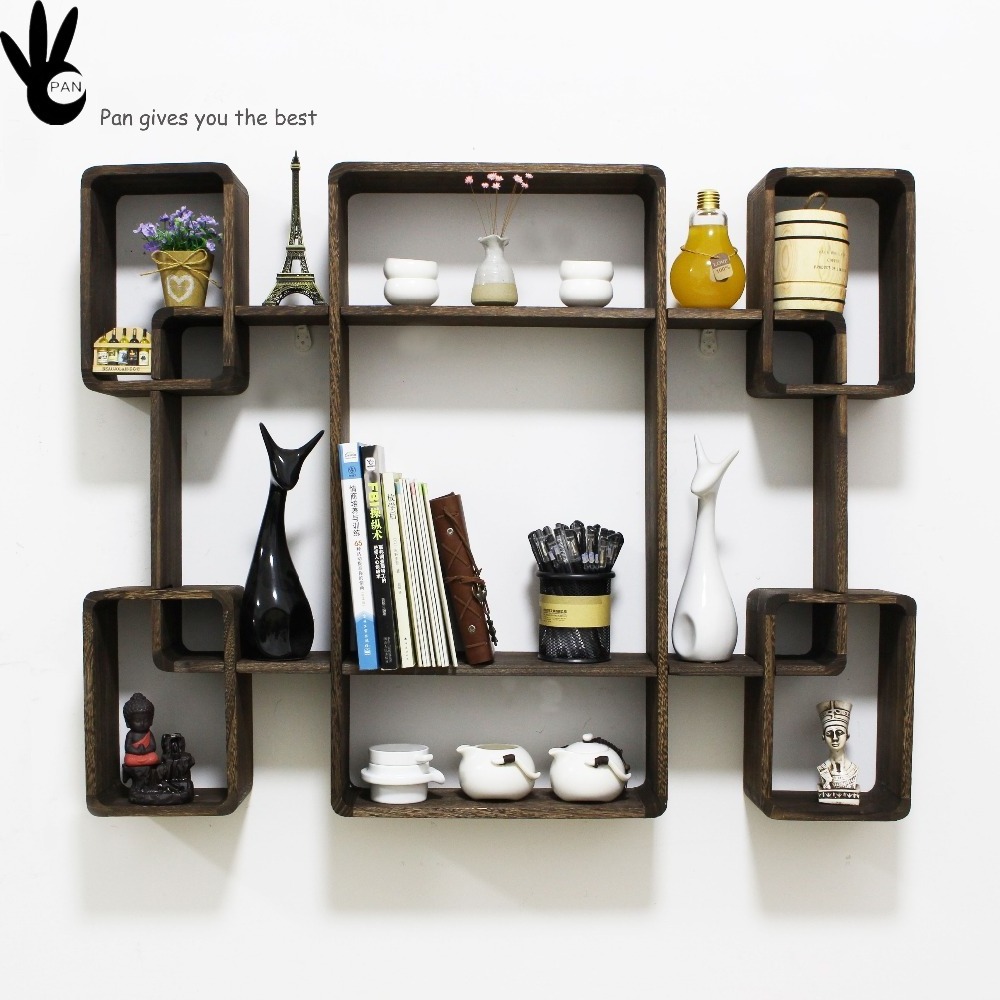 Pan disdressed kitchen wall shelves decorative wooden wall hanging cabinets