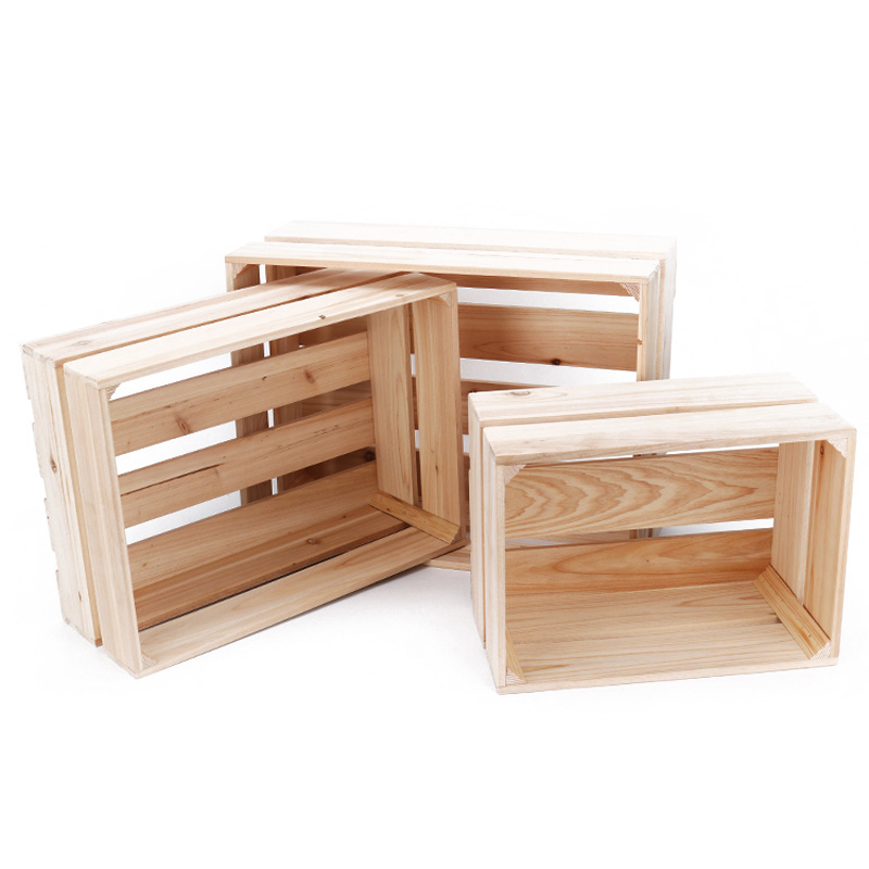 Wholesale custom logo solid wood vegetable storage crate packaging box wooden shipping crate for fruit