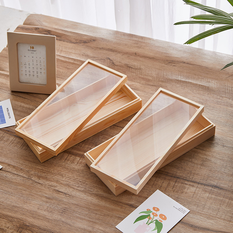 Pan cheap wood box custom size acrylic clear lid pine box display packaging gift wooden tea box