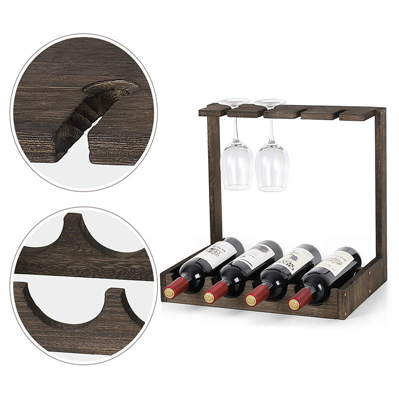 cheap wholesale paulownia homeholders Table placement with tray wine bottle storage display wine wooden rack