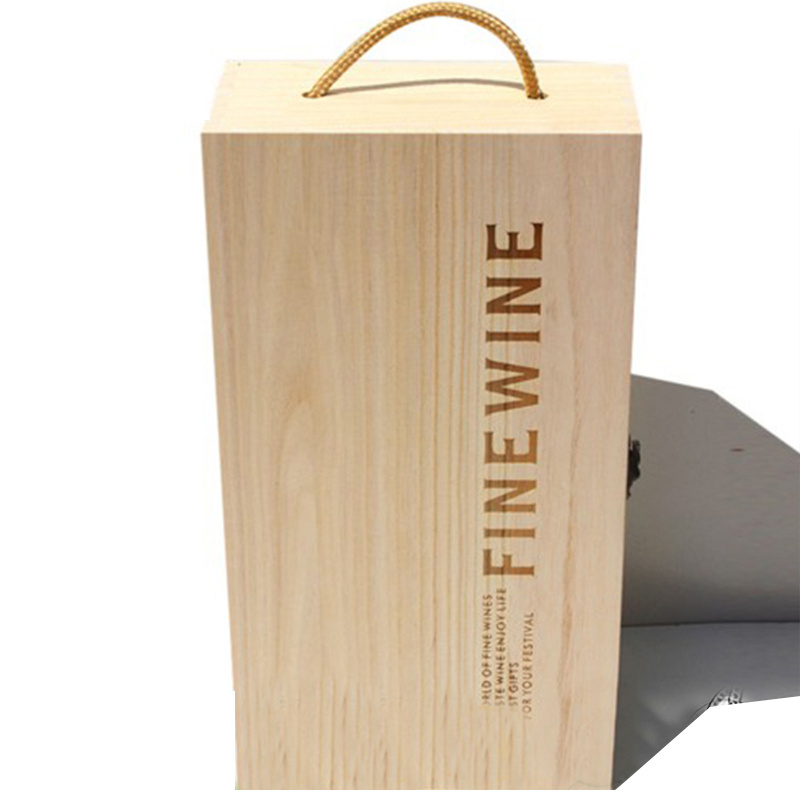 Custom 2 bottle wooden wine box print your logo one the wooden wine box with lid and lock