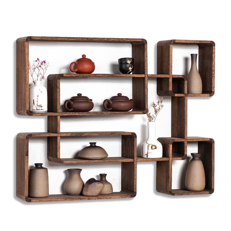 Display best show pieces wooden home decoration wall hanging wine rack wall shelf