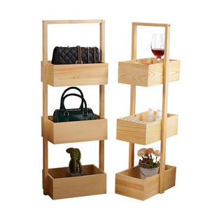 Eco-friendly 3 Tier Bamboo Wooden Free Standing Bathroom Towel Storage Rack Organizer Shelf