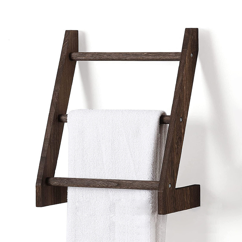 Wholesale 3 layers leaning blanket storage shelf wall mounted towel ladder for bathroom