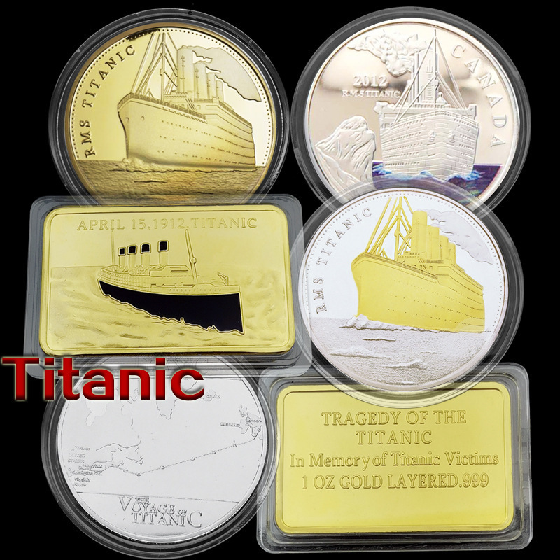 Decorative Classical Gold Plated Metal Bar US Dollar Coins In Memory of Titanic Victims