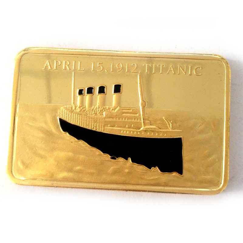 Decorative Classical Gold Plated Metal Bar US Dollar Coins In Memory of Titanic Victims