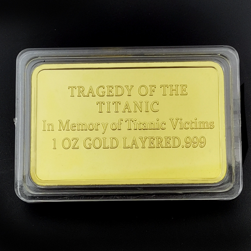 Decorative Classical Gold Plated Metal Bar US Dollar Coins In Memory of Titanic Victims