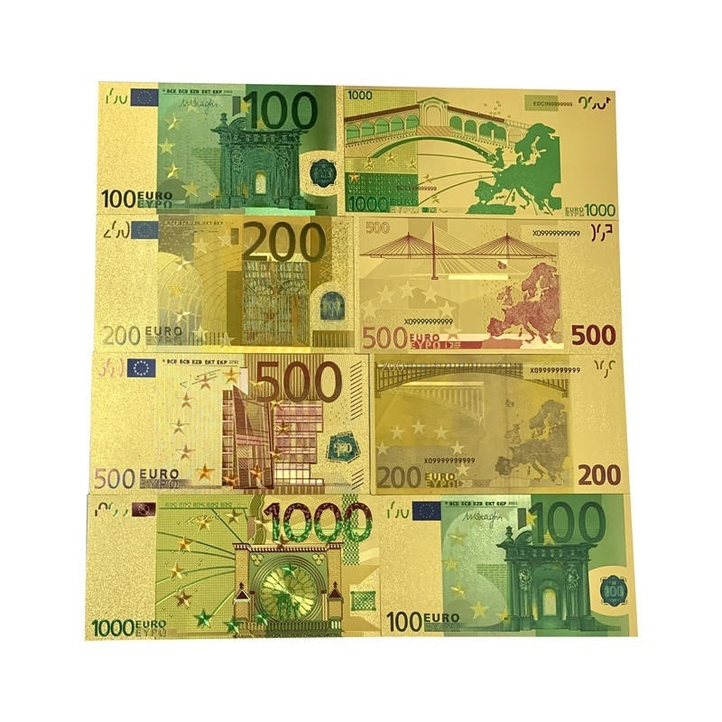 New EUROPE Banknote For Gift Collection EURO 5 10 20 50 100 200 500 1000 Gold Foil Plated Waterproof Dollar Bills