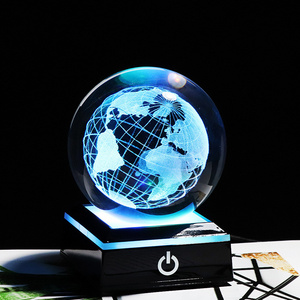 3D Earth Laser Engraved Crystal Ball Crafts Solar System Planet Milky Say Galaxy Globe Glass Sphere Astronomy Gift Decoration