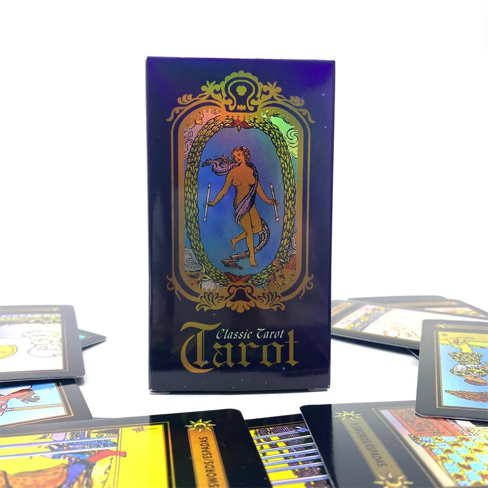 Spanish English Tarot Cards Holographic Classic Waite Tarot Deck Oracle Cards With Guidebook