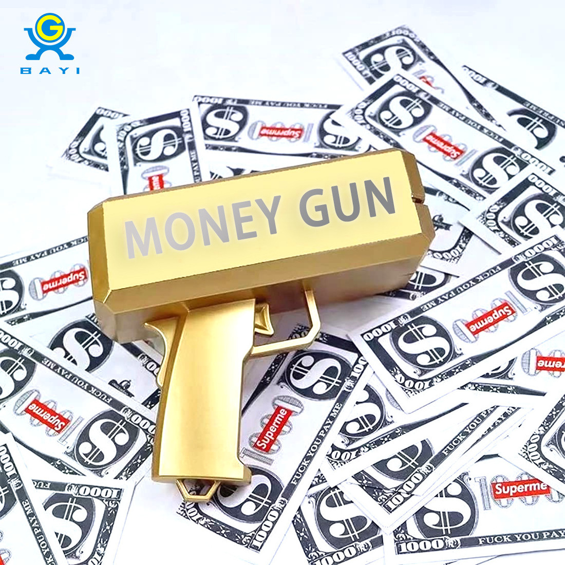 Banknote Gun Pistol Party Make It Rain Party Toys Games Cash Cannon Funny Toys Cannon Wedding Golden Money Gun 100pcs Bills