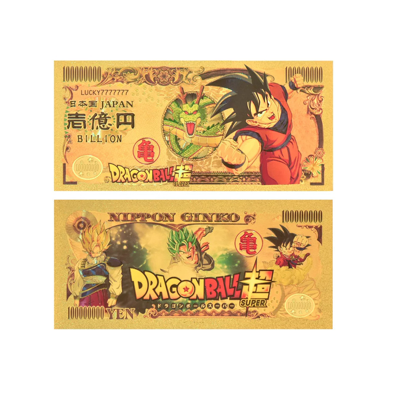 Hotsale Japan Dragon Cartoon Gold Plastic Banknote DG Ball Foil Cards Classic Anime Souvenir 10000 Yen Prop Money Gifts