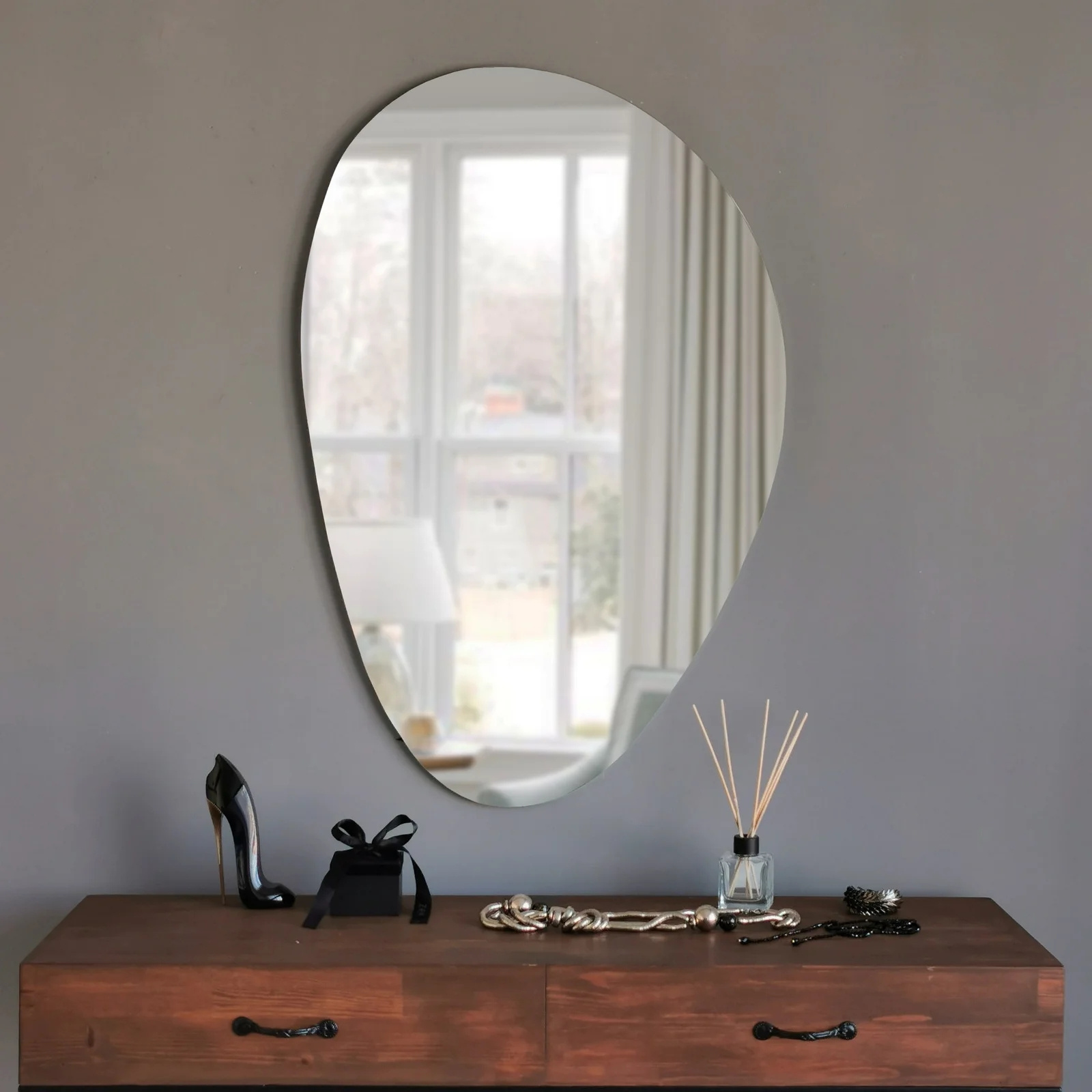 Curvy Design wall mirror Unique Irregular Mirror for Wall Decor Pond Mirror