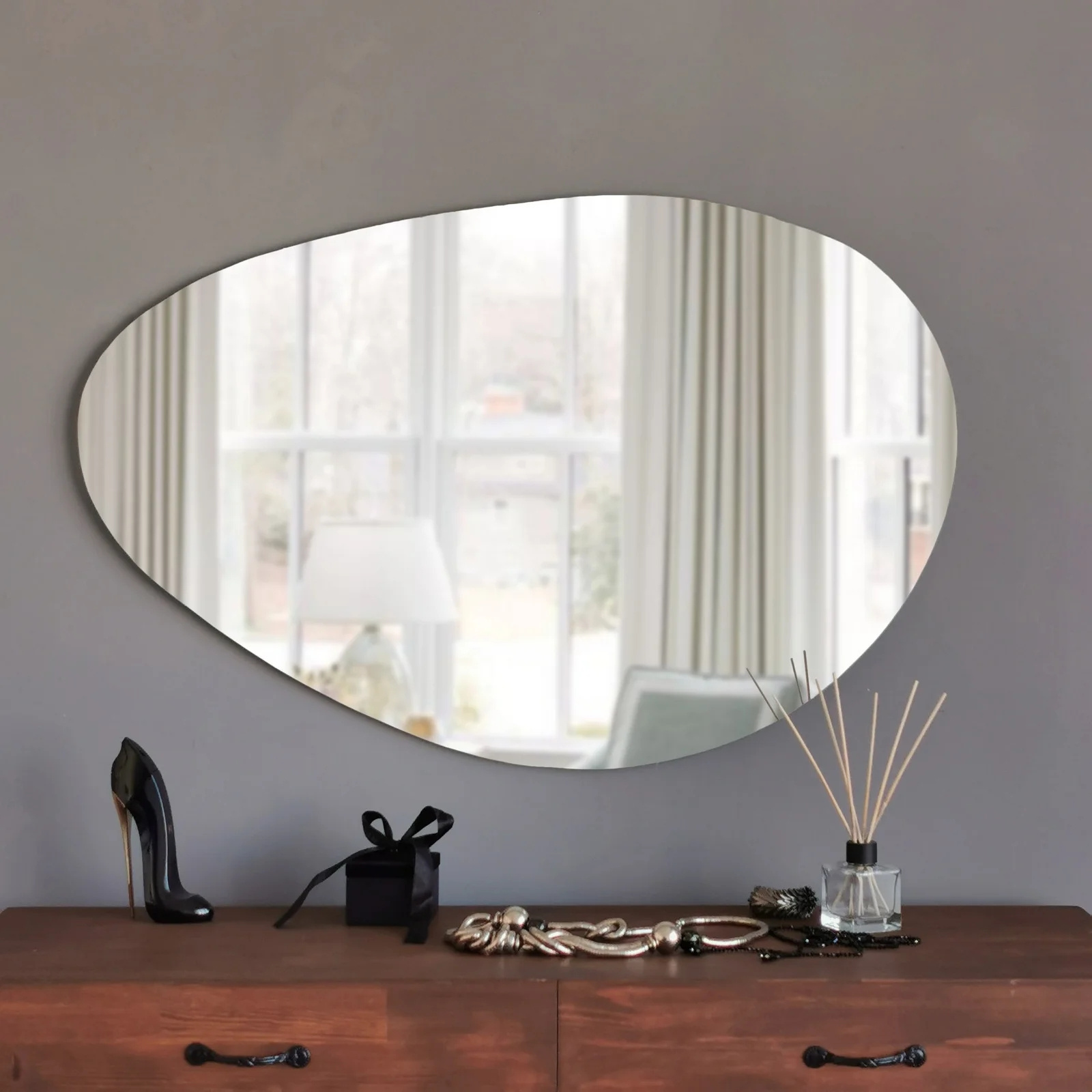 Curvy Design wall mirror Unique Irregular Mirror for Wall Decor Pond Mirror