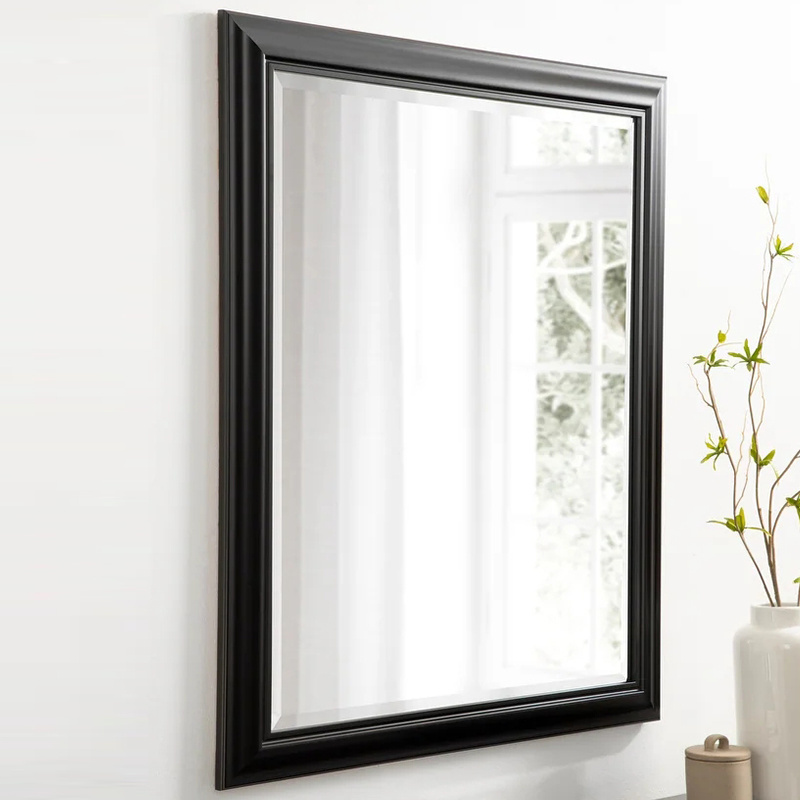 Standard Trim Wall Mirror Black Rectangle Rustic Wood Mirror