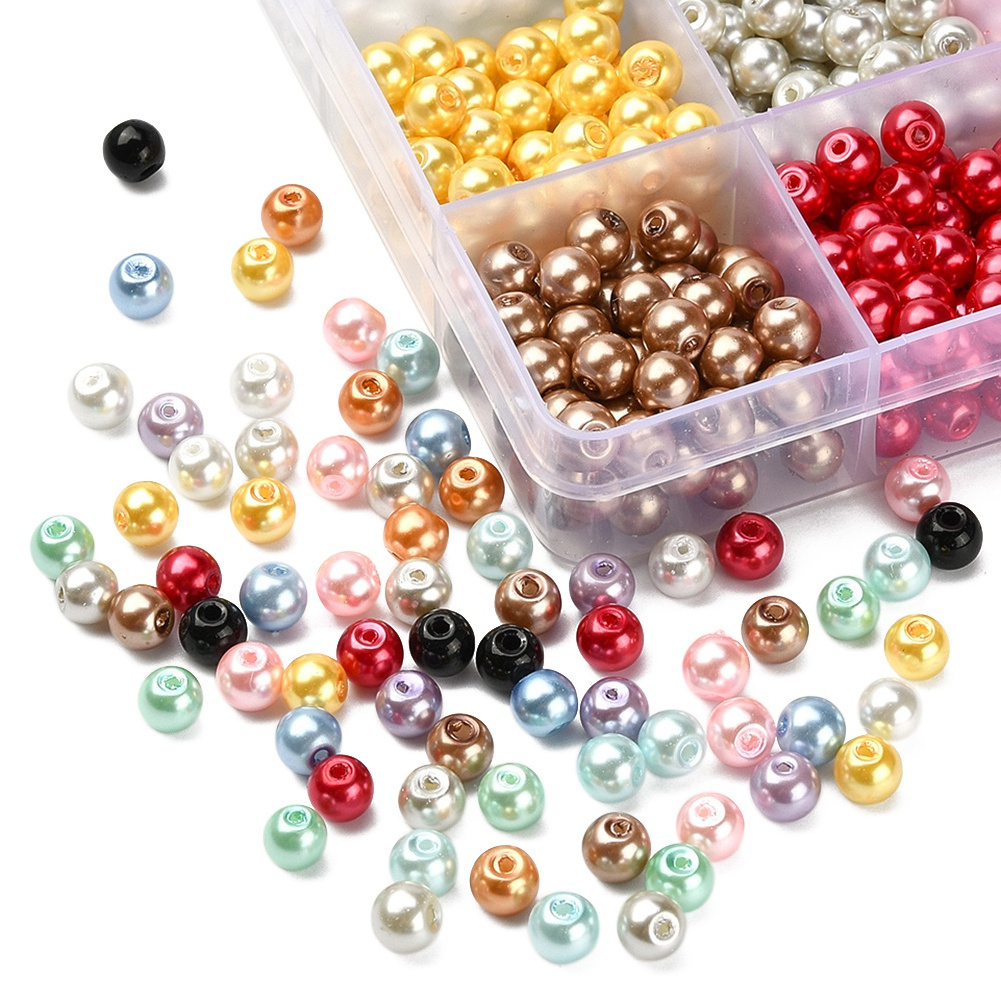 Pandahall 780 Pcs 12 Colors 6mm Pearlized Round Baking Painted Glass Pearl Beads