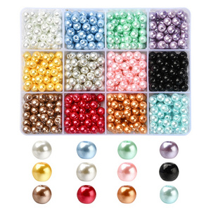 Pandahall 780 Pcs 12 Colors 6mm Pearlized Round Baking Painted Glass Pearl Beads