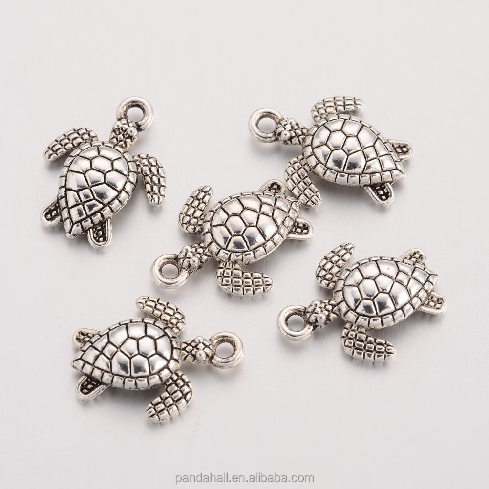 Pandahall Sea Turtle Antique Silver Tibetan Style Zinc Alloy Charms