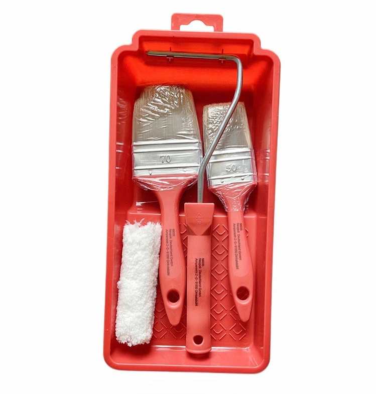 OEM customized 100mm mini 4 Inch paint roller sleeve with paint brushes  Paint Tray Set