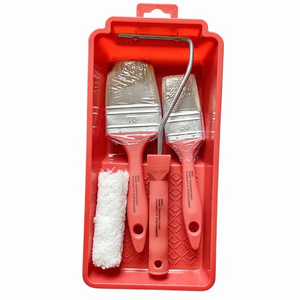 OEM customized 100mm mini 4 Inch paint roller sleeve with paint brushes  Paint Tray Set