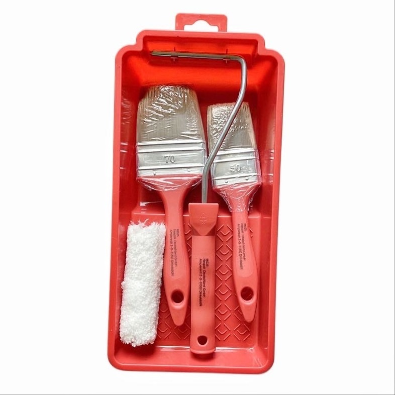 OEM customized 100mm mini 4 Inch paint roller sleeve with paint brushes  Paint Tray Set