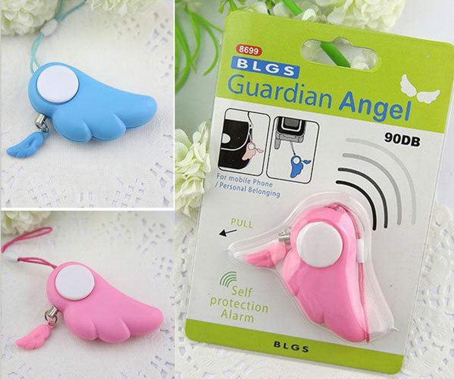 Led Cute Mini Angel Wings Personal Alarm PVC Safety Custom Keychain Flashlight Suppliers for Women and Kids