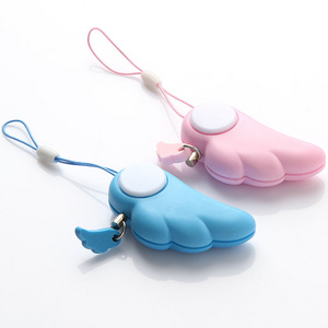 Led Cute Mini Angel Wings Personal Alarm PVC Safety Custom Keychain Flashlight Suppliers for Women and Kids