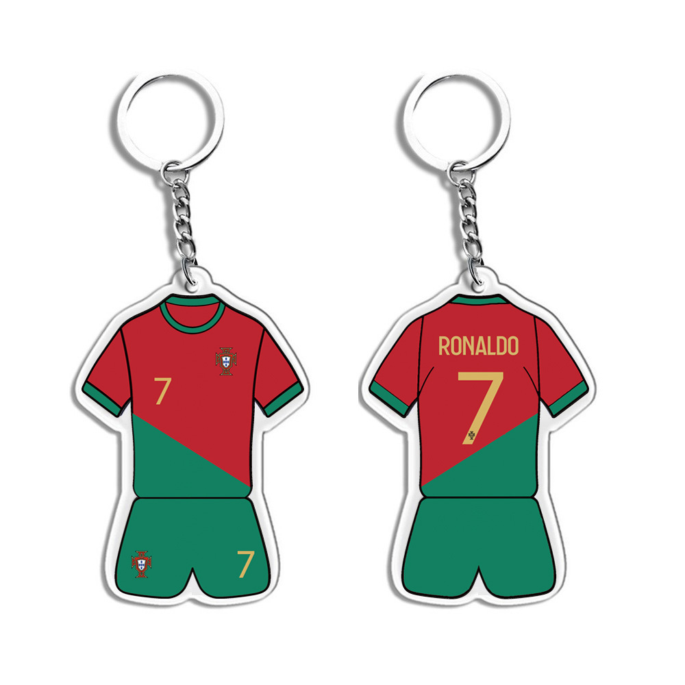 soccer keychain 3d soccer club acrylic pendant metal souvenir soccer ball football star jersey Tshirt keychain sports small gift