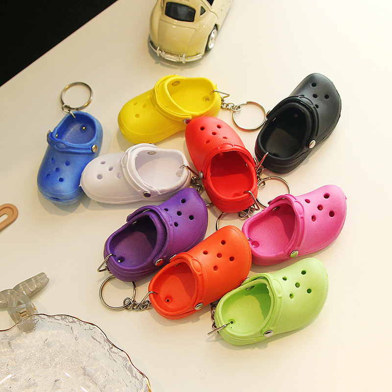 3D Plastic Slipper Keychain Mini Slippers Key Chain For Croc Charms Girls Boys Gift Simulation Key chain Slippers Pendants