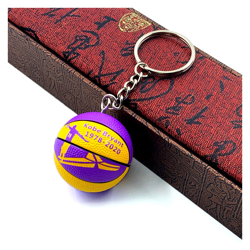 3D Basketball PVC Keychain Ornament Basket Net Key Chain Mini Ball Pendant For Boys Basketball Charms Gifts