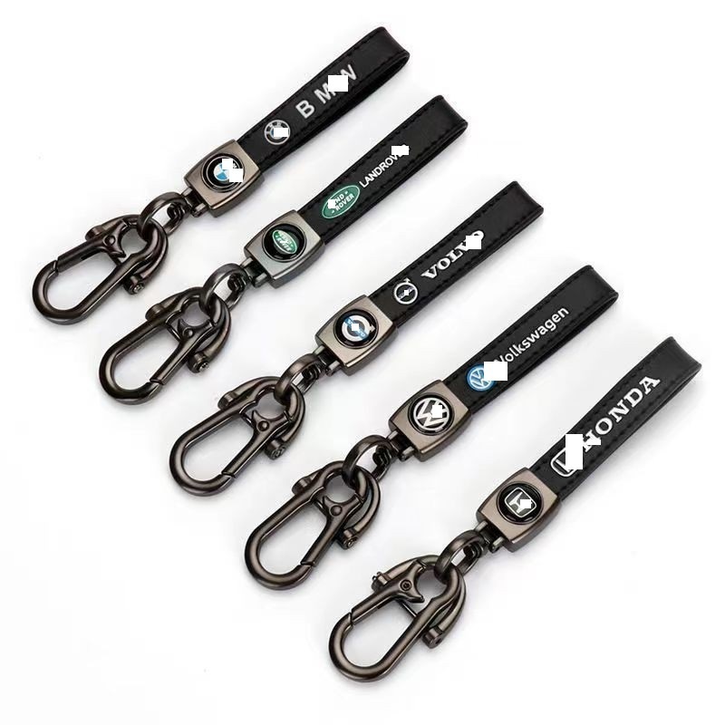 3D Car Logo Key Chain Wholesale Metal Leather Car Keychain With Logo Custom Car Pendant Embossing printing laser engravedprinted