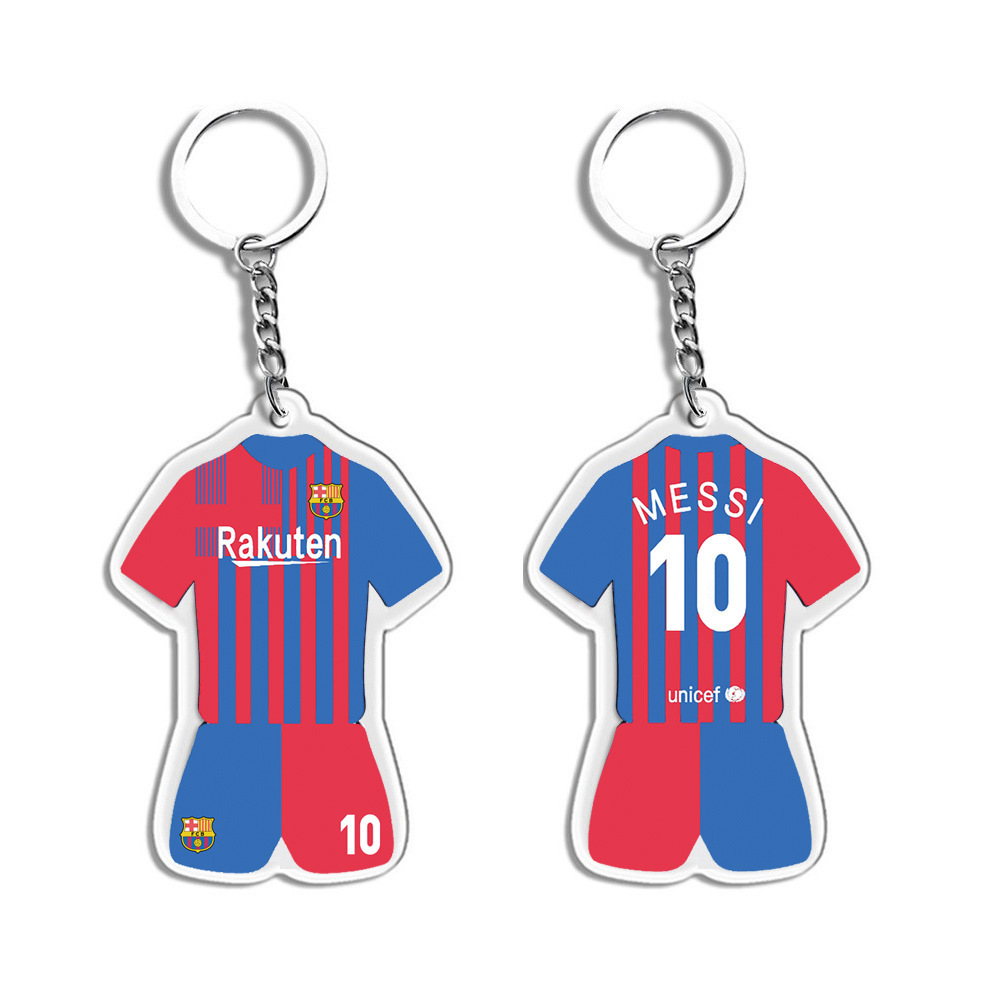 soccer keychain 3d soccer club acrylic pendant metal souvenir soccer ball football star jersey Tshirt keychain sports small gift