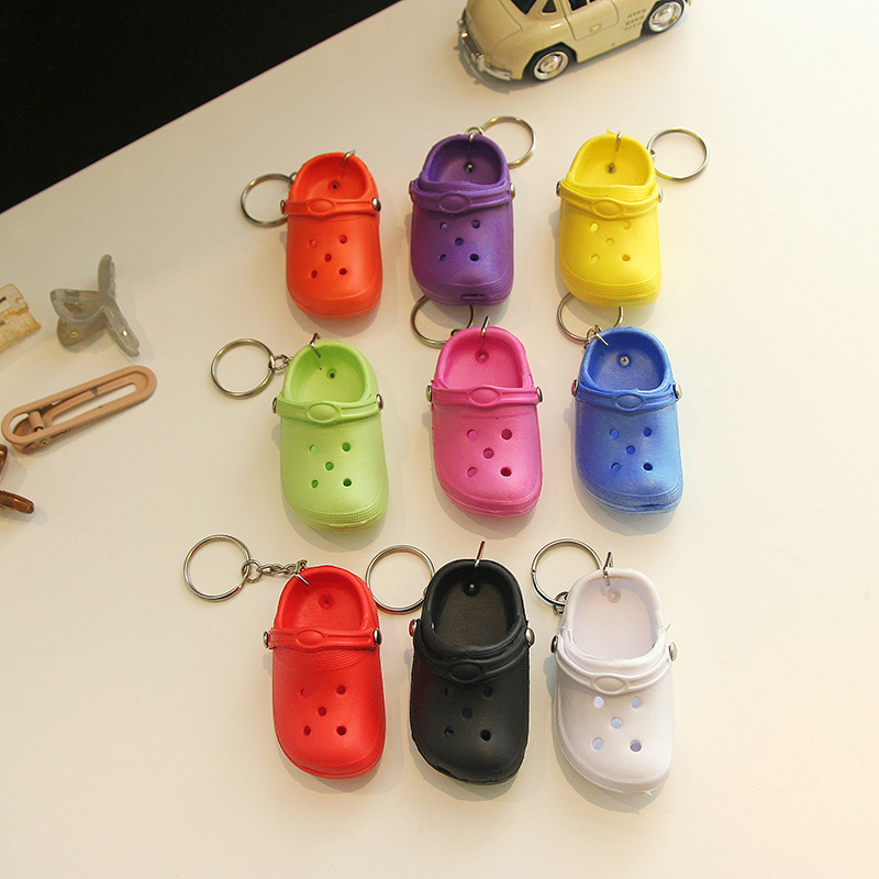 3D Plastic Slipper Keychain Mini Slippers Key Chain For Croc Charms Girls Boys Gift Simulation Key chain Slippers Pendants