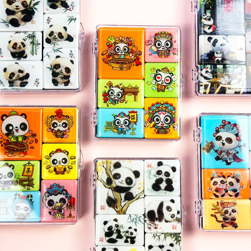 Tourism Souvenirs Customised Promotional Soft PVC Drip Glue Crystal Panda Design Fridge Magnet for Fridgerator